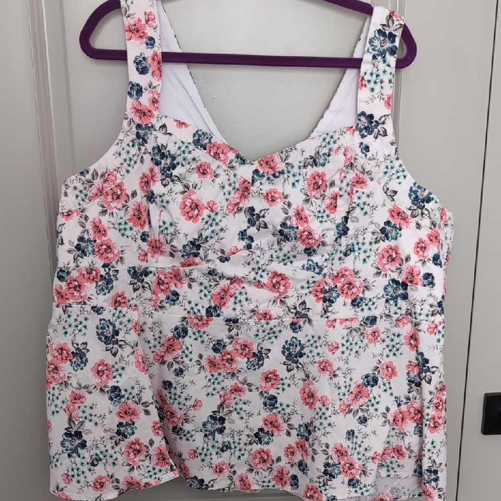Torrid Floral Print Top - Pink and Blue